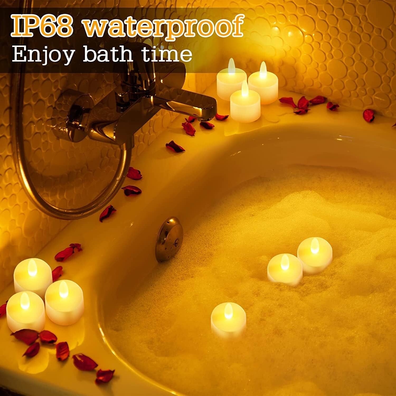 Stylish Yellow Waterproof Rechargeable Tea Lights - Ideal for Home & Party Decor