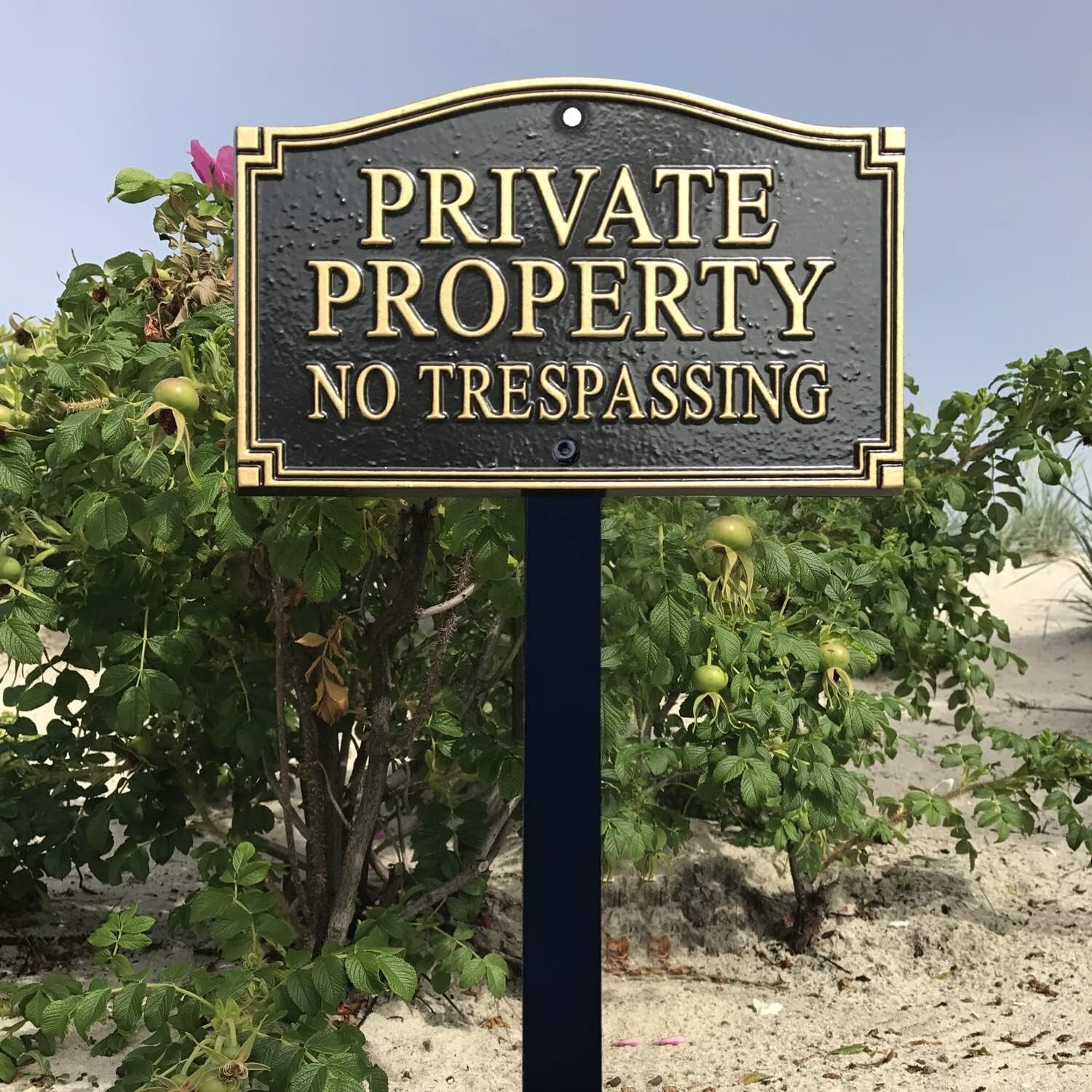 Elegant Private Property No Trespassing Sign with 18" Lawn Stake for Garden Use