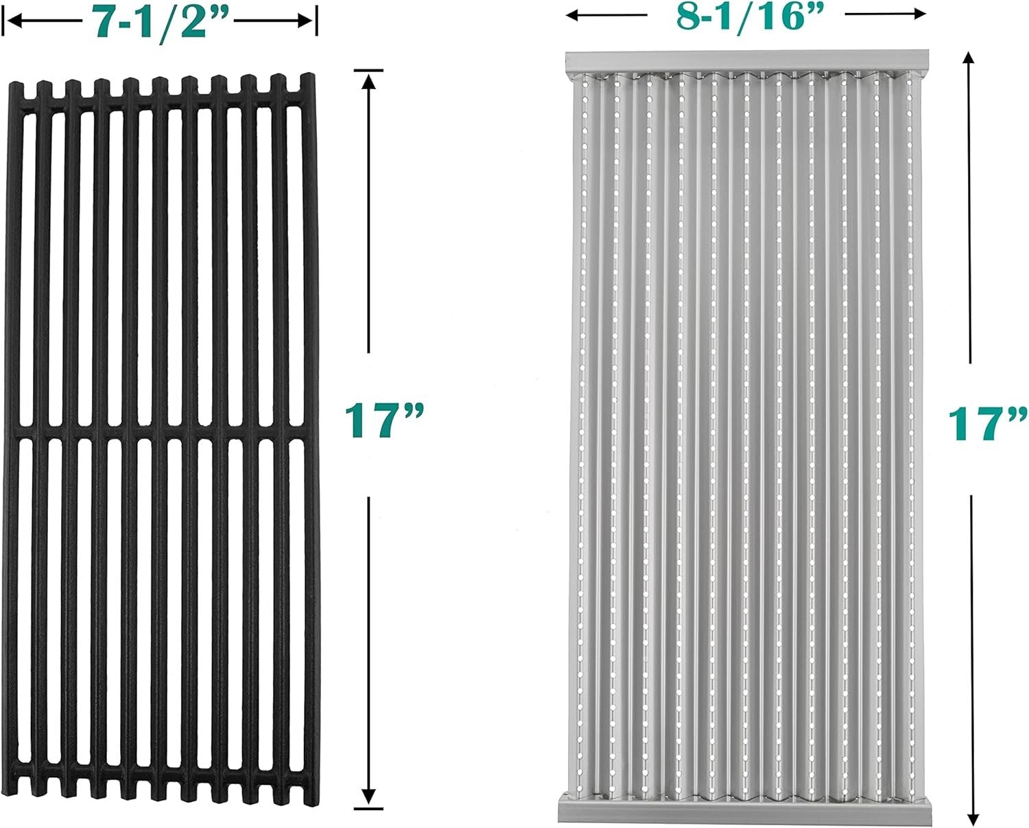 Premium Cast Iron Grill Grates & Stainless Steel Emitter Plates for Charbroil