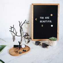Load image into Gallery viewer, Fashionable Jewelry Organizer with Tree Design &amp; Freestanding Bamboo Dish Base
