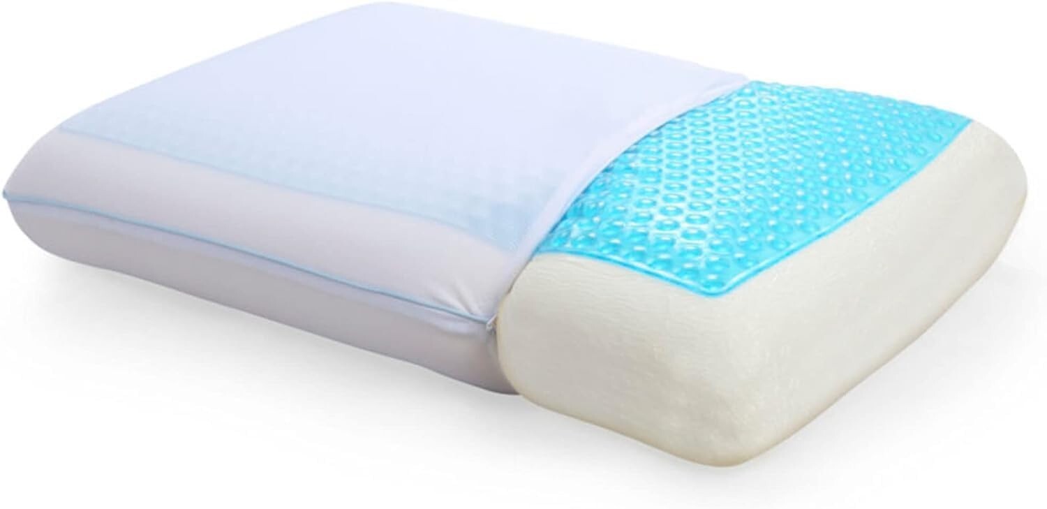 Ergonomic Reversible Cooling Pillow - Soft Gel Memory Foam for Restful Sleep