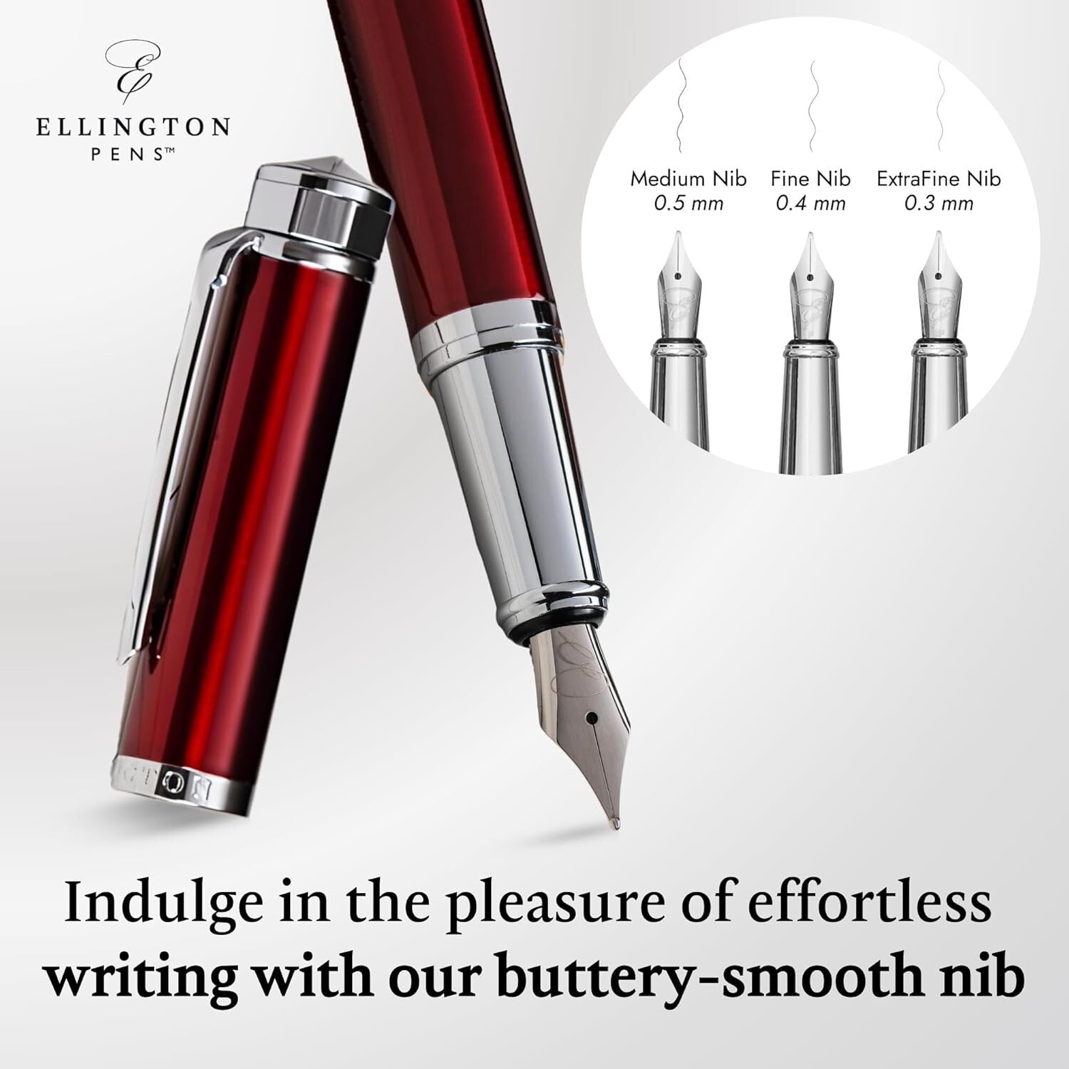 Ambidextrous Luxury Fountain Pen with Medium Nib & Gift Box - Effortless Writing