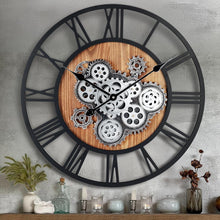 Load image into Gallery viewer, Large 23 Inch Wall Clock with Steampunk Design and Moving Gears - Perfect Gift
