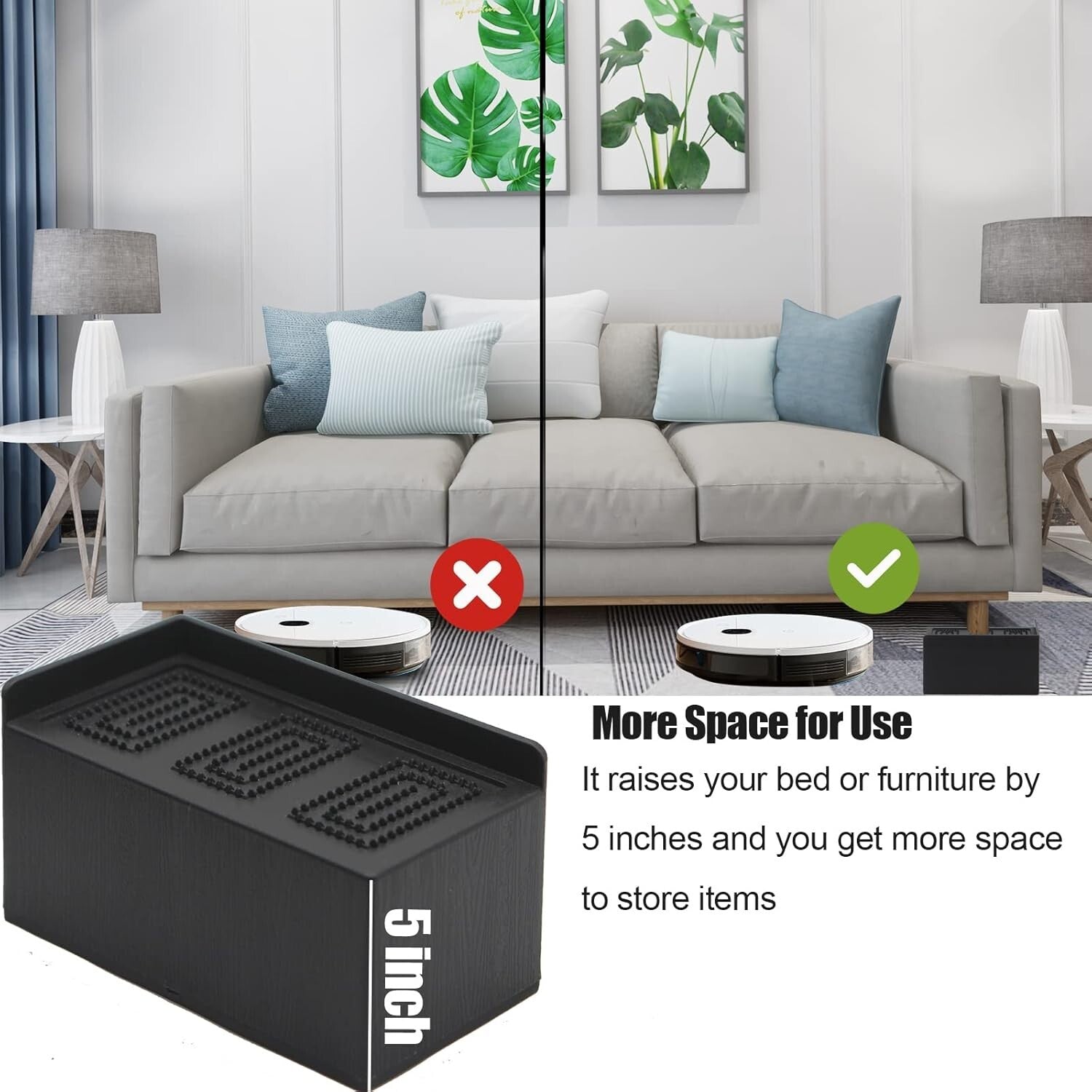 All-in-One Heavy Duty 5-Inch Bed Risers - Versatile 8 Pack for Storage Needs