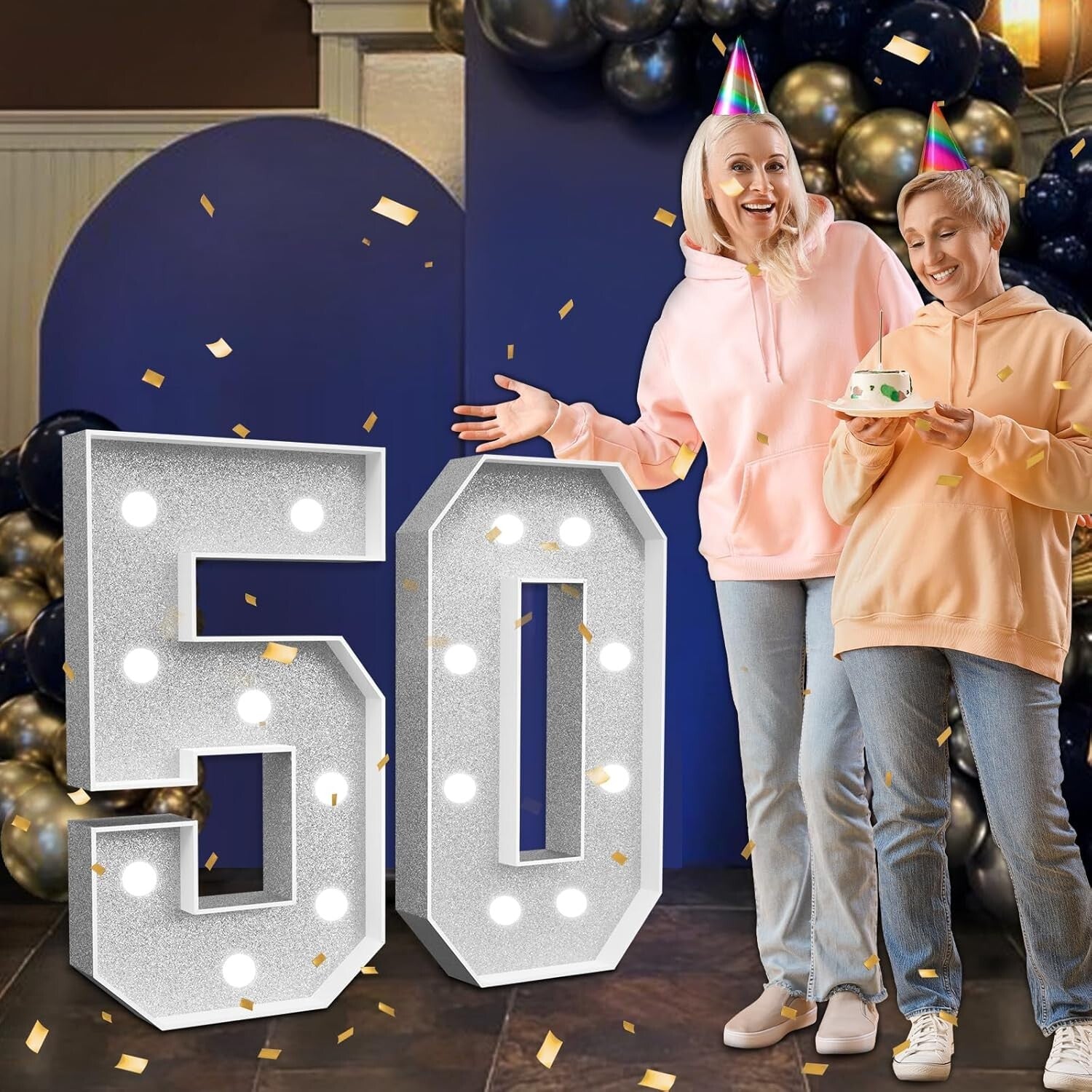 DIY Light-Up Number 50 - Silver Foam Decoration for Birthday or Anniversary