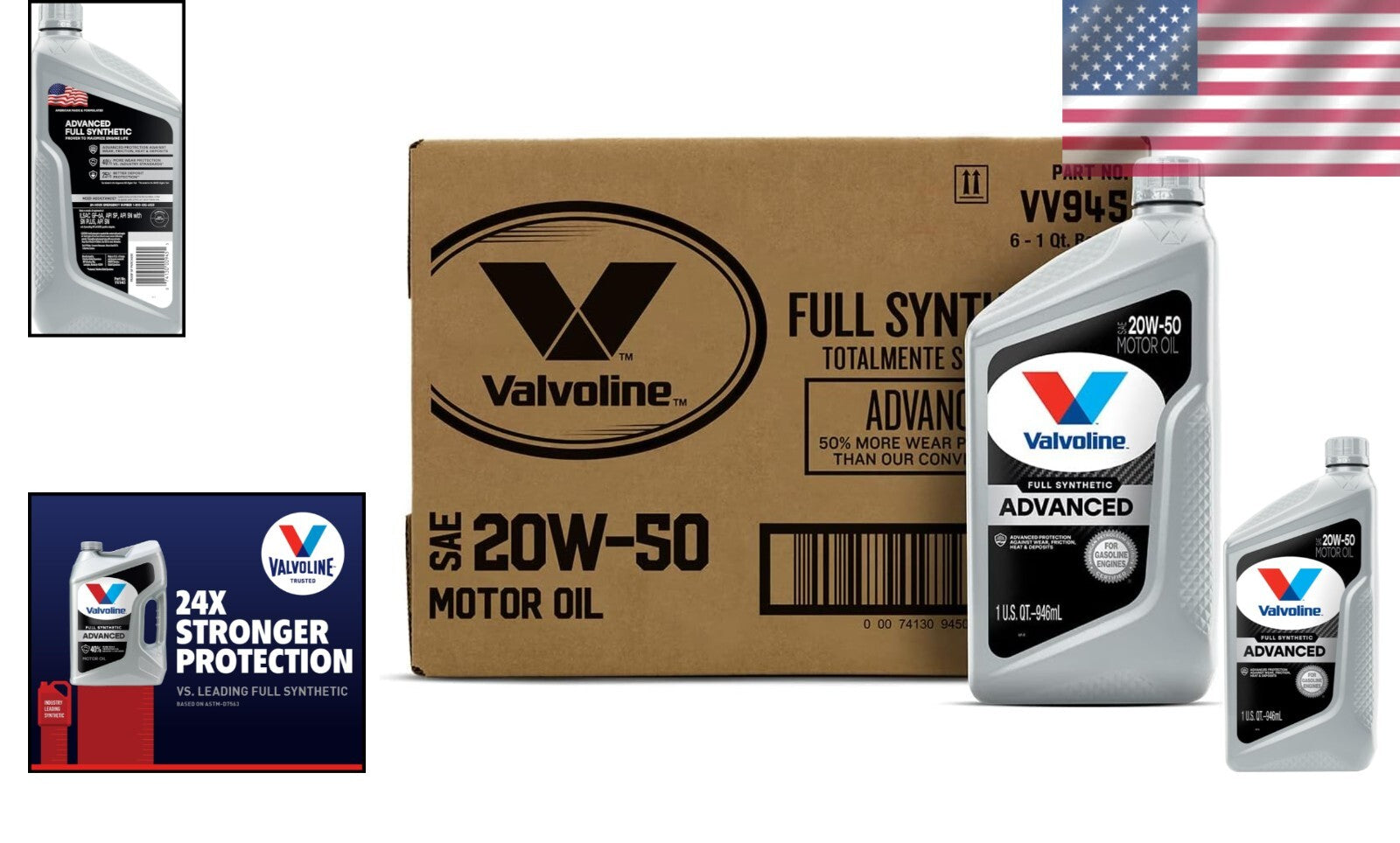 Advanced Full Synthetic Motor Oil 20W-50 - Ultimate Engine Protection, Case of 6