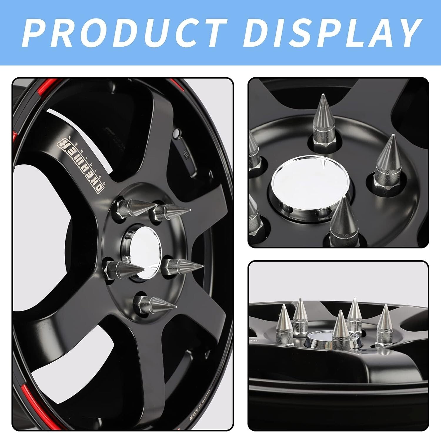 20PCS Silver Aluminum Wheel Spikes Lug Nuts M12X1.5 for Enhanced Aesthetics