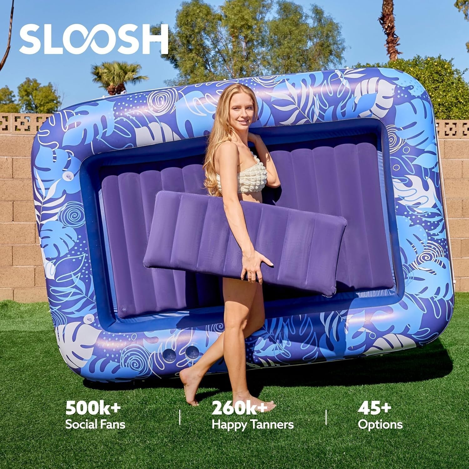 UV-Resistant Extra Large Inflatable Float with Detachable Headrest for Adults