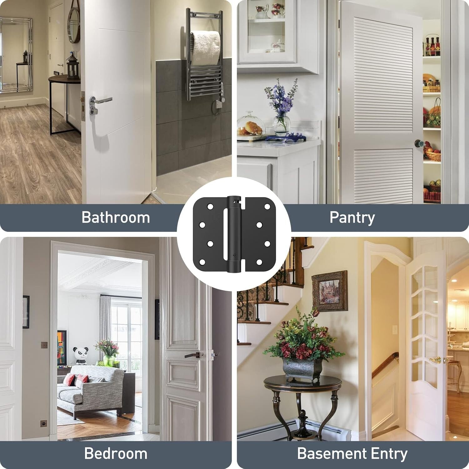 Soft Close Door Hinges - 4 Pack, Matte Black, Ideal for Residential & Commercial