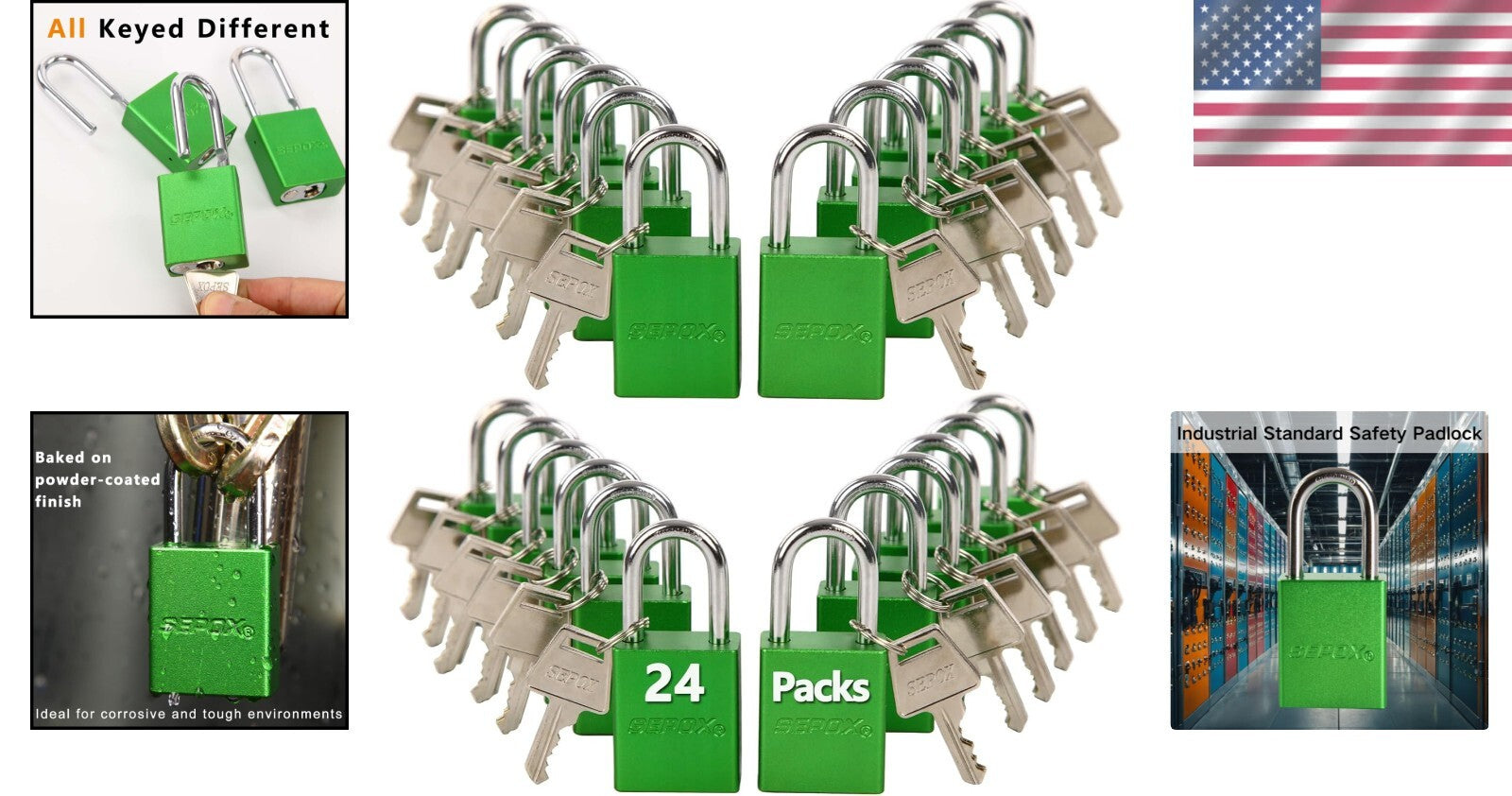Durable 24-Piece Outdoor Padlock Set - Keyed Differently for Enhanced Protection