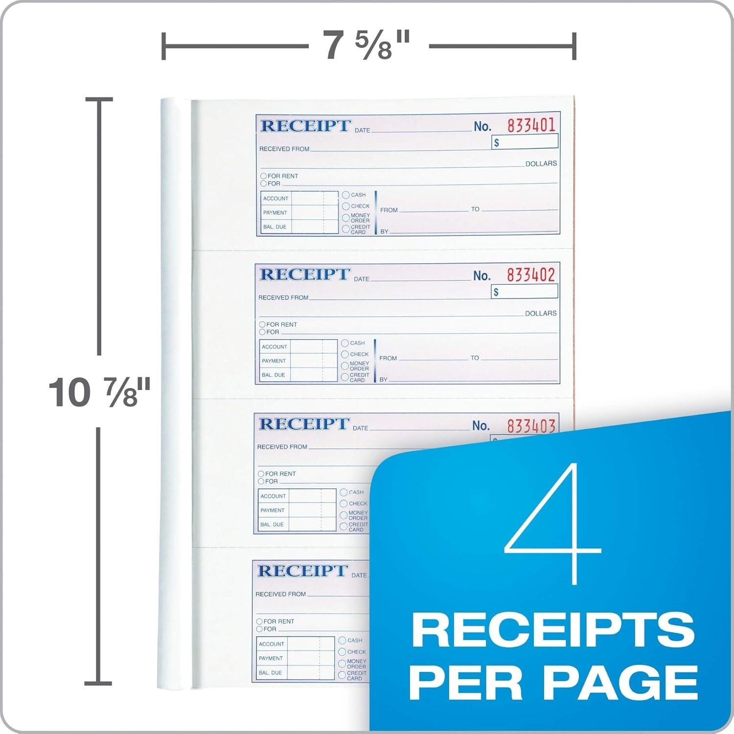 Enhanced Carbonless Money & Rent Receipt Books - 5 Pack, 100 Sets Each