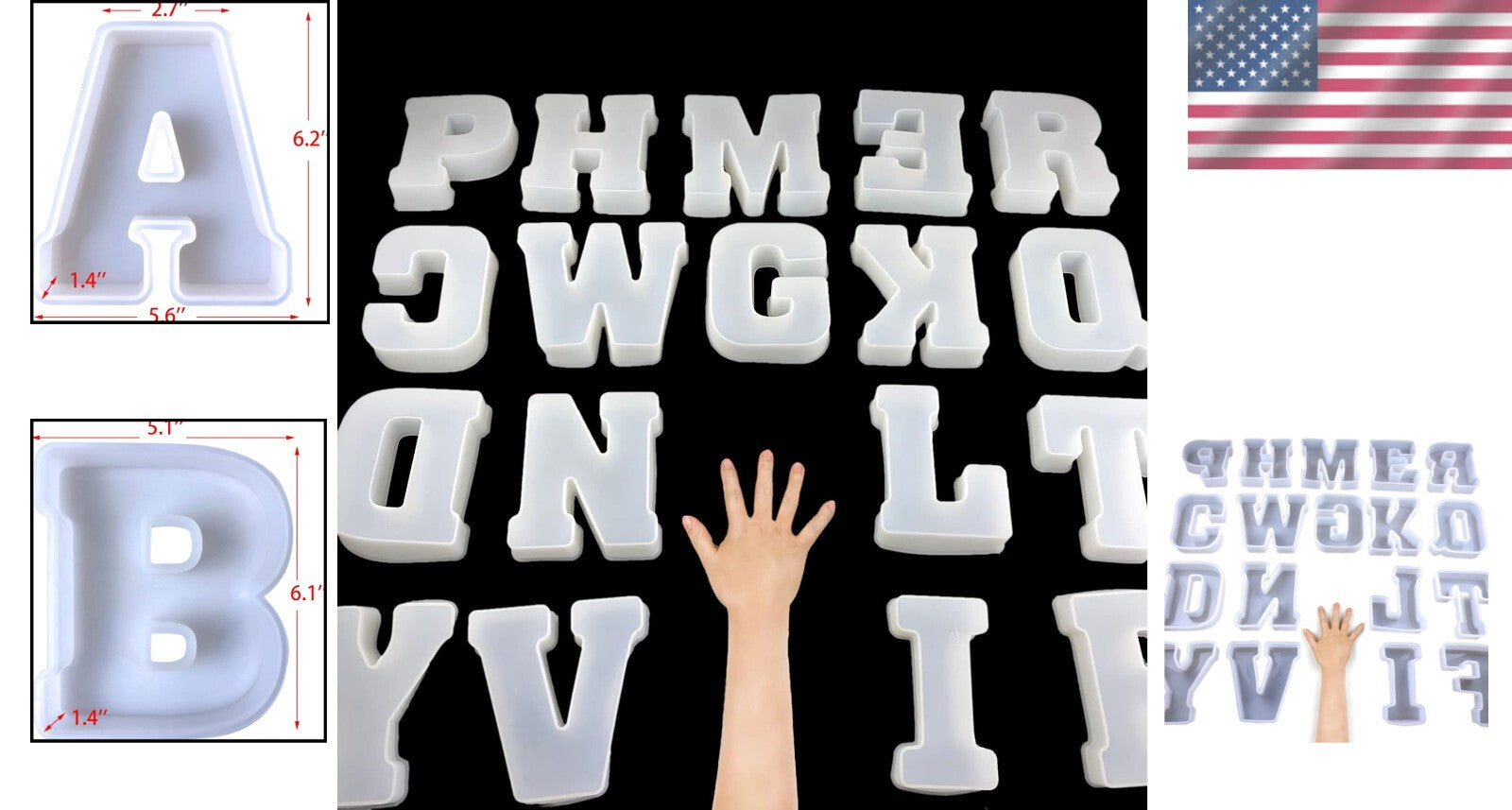 Versatile 6-Inch Silicone Alphabet Mold for Candles, Soap, & Resin - 26 Pack