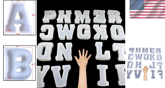 Versatile 6-Inch Silicone Alphabet Mold for Candles, Soap, & Resin - 26 Pack