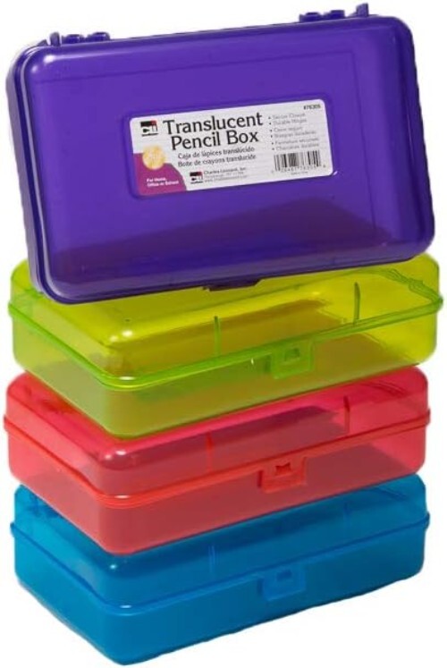 Organize with 24 Assorted Snap-Close Plastic Pencil Boxes – Perfect for Students