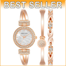 Load image into Gallery viewer, Women’s Adjustable Crystal Bangle Watch &amp; Two Bracelets Set – Chic and Stylish