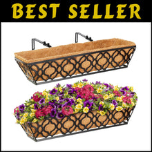 Load image into Gallery viewer, Elegant 24" Planter Boxes with Quatrefoil Design and Coconut Liner - 2 Piece Set