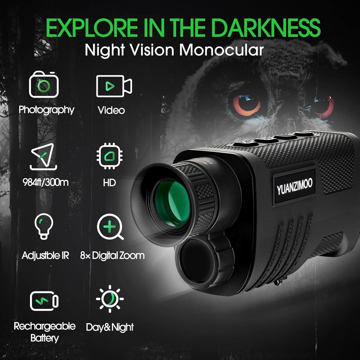Compact 850nm Infrared Monocular for Hunting and Outdoor Wildlife Viewing