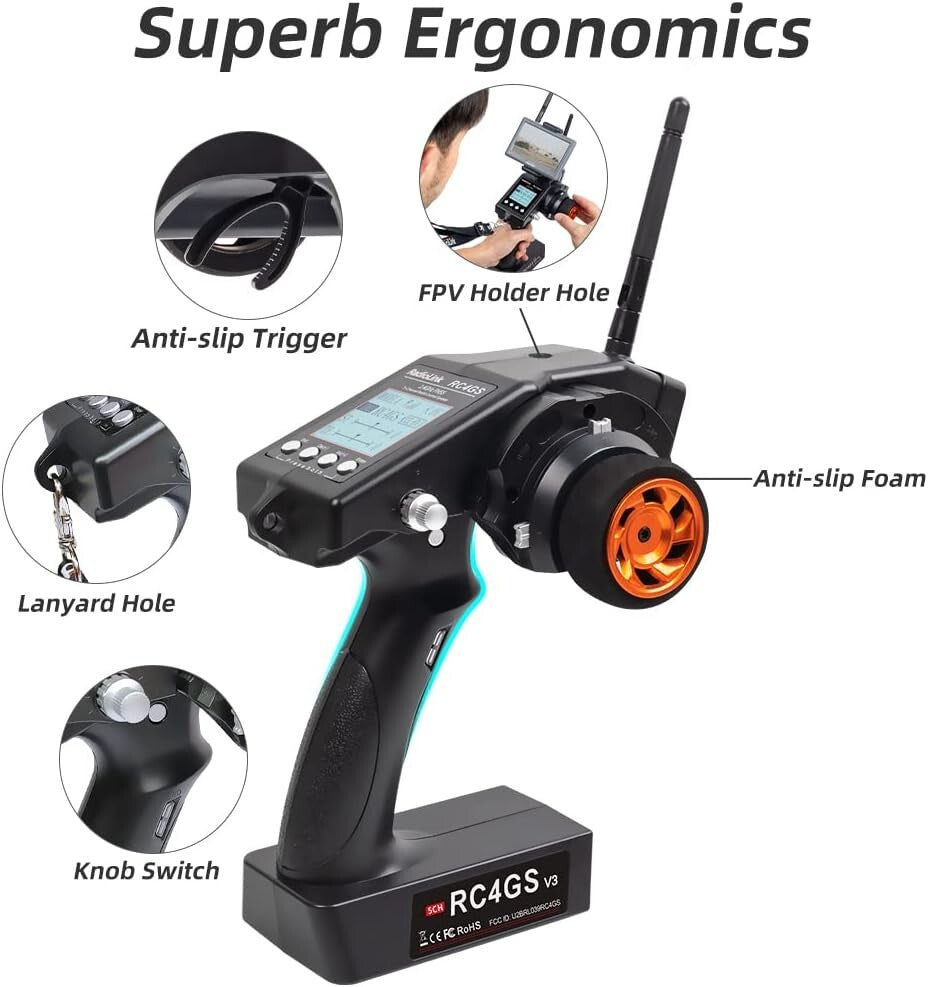 5-Channel 2.4GHz RC Transmitter with Gyro RX: 30 Models Storage & Telemetry