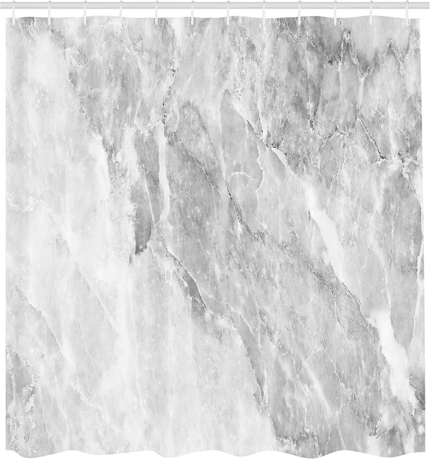 Unique White Grey Marble Pattern Shower Curtain - Modern Fabric Bathroom Style