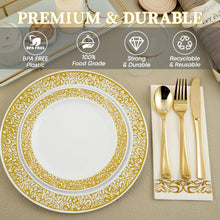 Load image into Gallery viewer, Complete Gold Lace 175 Ct Dinnerware Set - Perfect for Weddings &amp; Celebrations