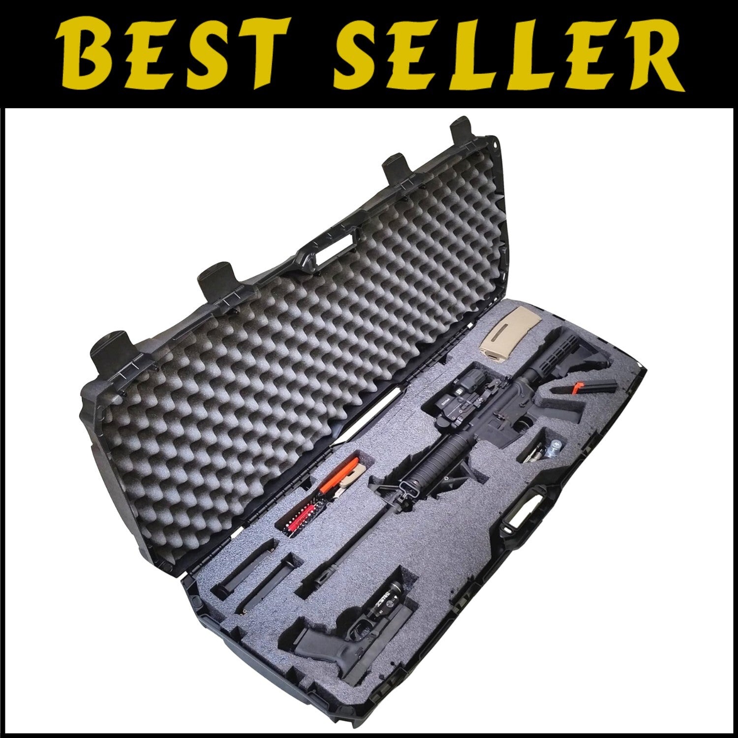 Customizable Pre-Cut Rifle Carrying Case - Durable Hard Shell Black Design