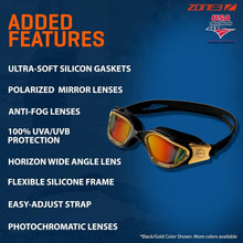 Load image into Gallery viewer, Lightweight Vapour Swim Goggles in Black &amp; Neon Orange - Perfect for Open Water