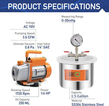 Load image into Gallery viewer, Professional-Grade Vacuum Chamber - 1.5 Gallon with High Flow Pump for Crafting