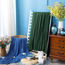 Load image into Gallery viewer, Soft 60x80 Oversize Dark Green Cable Knit Blanket – Perfect for Home &amp; Camping