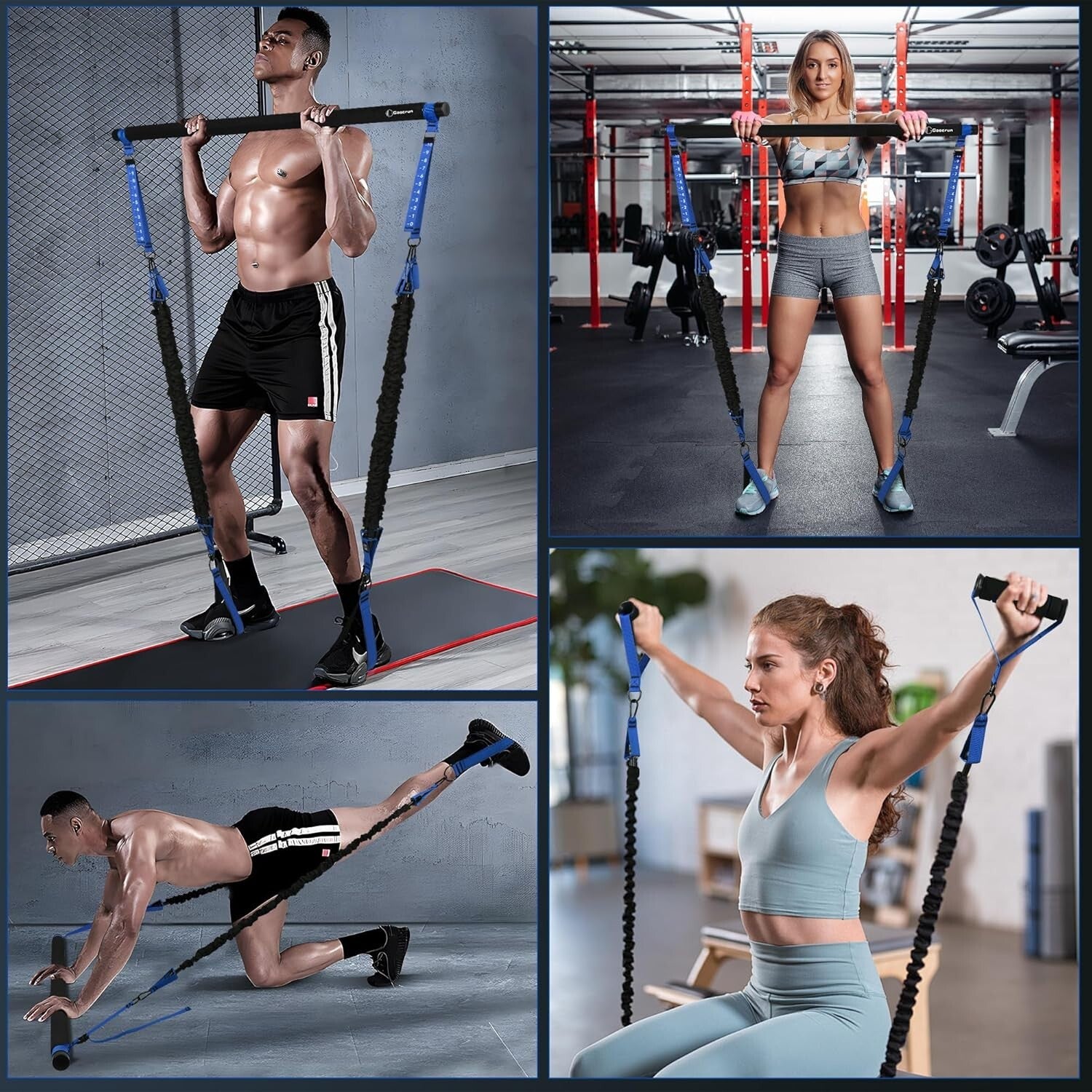 Portable Pilates Bar Kit with Adjustable Resistance Bands for Full-Body Workouts
