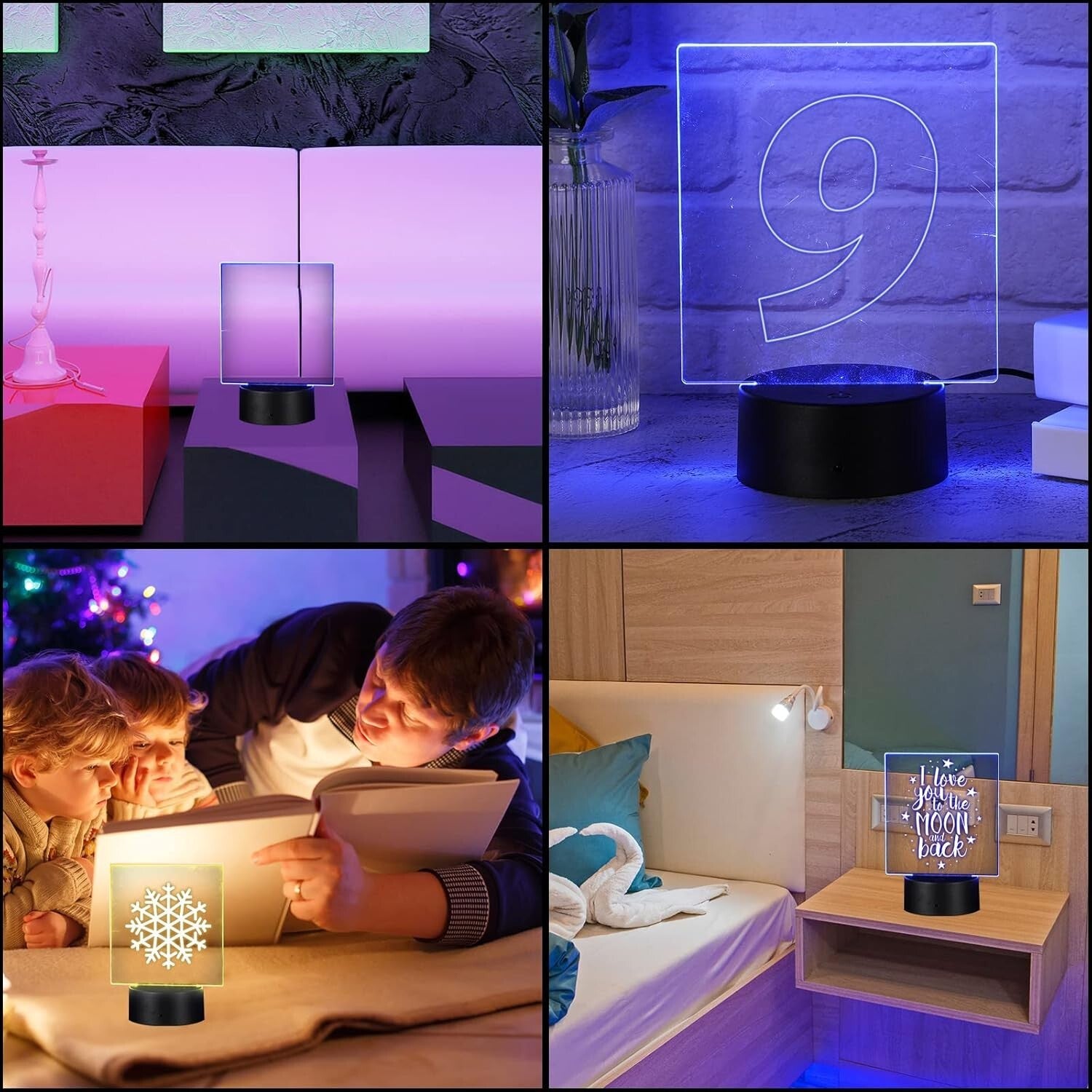 Transform Your Space with 12 Acrylic Sheets & LED Lamp Bases - Perfect for Gifts