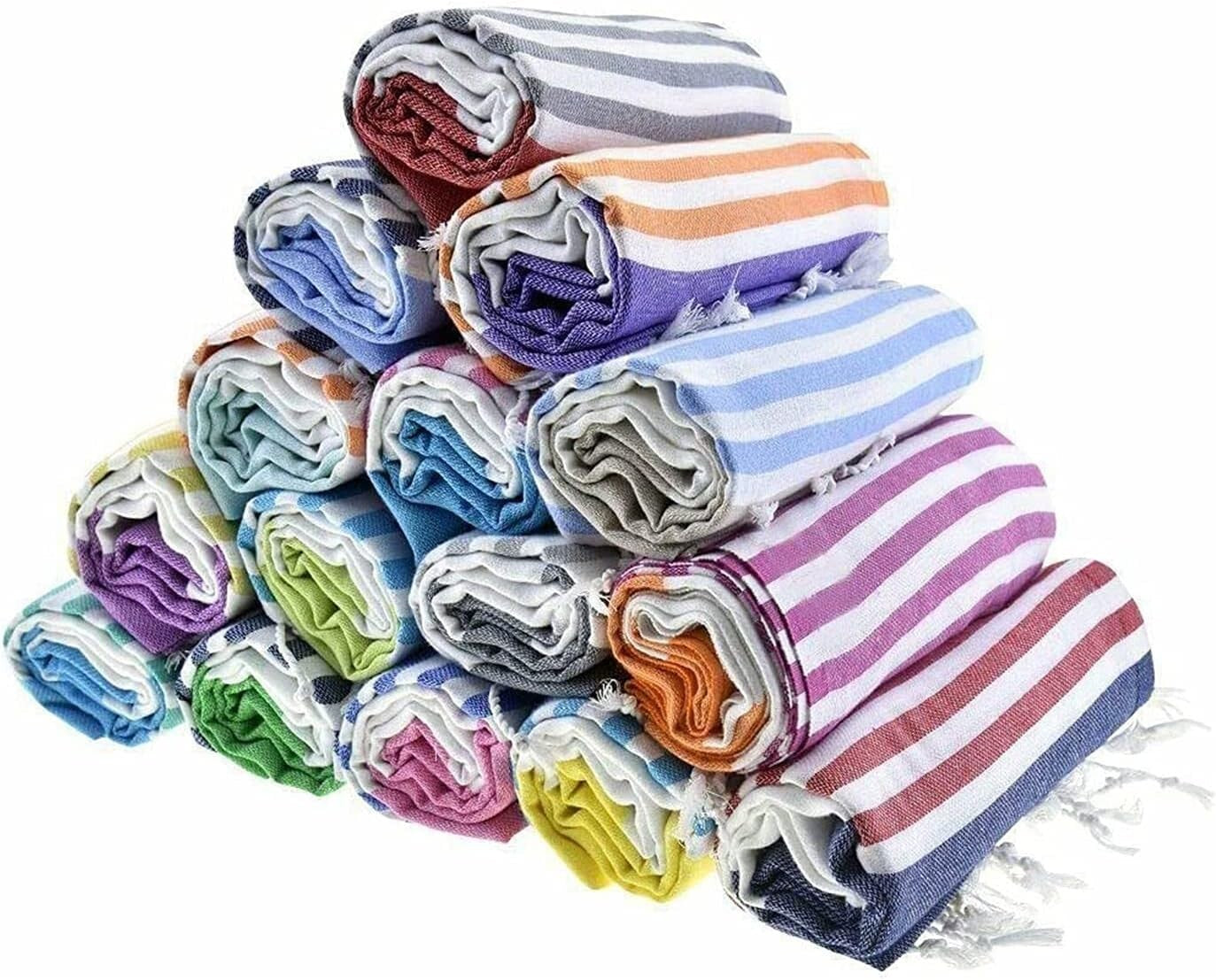 6-Pack of Absorbent Turkish Beach Towels - Oversized Sand-Free, Travel-Friendly