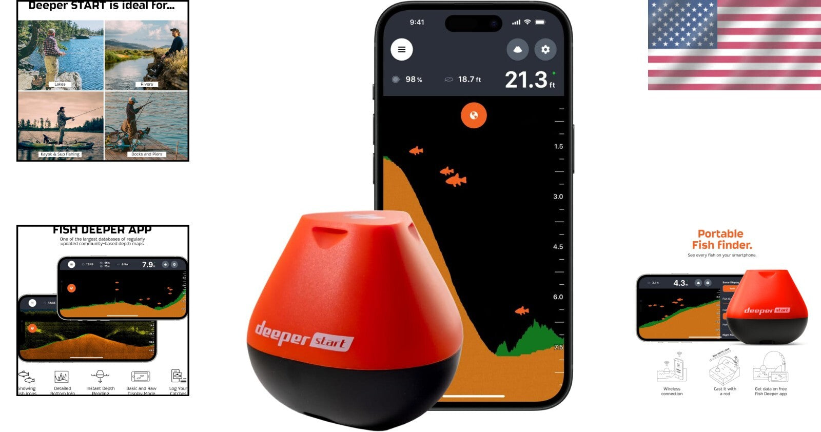 Wireless Fish Finder with Smartphone App - Perfect for Shore or Kayak Fishing