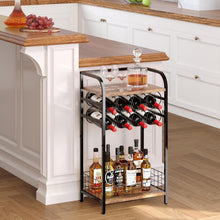 Load image into Gallery viewer, 3-Tier Industrial-Chic Wine Bar Table with 8-Bottle Rack - Space-Saving Elegance