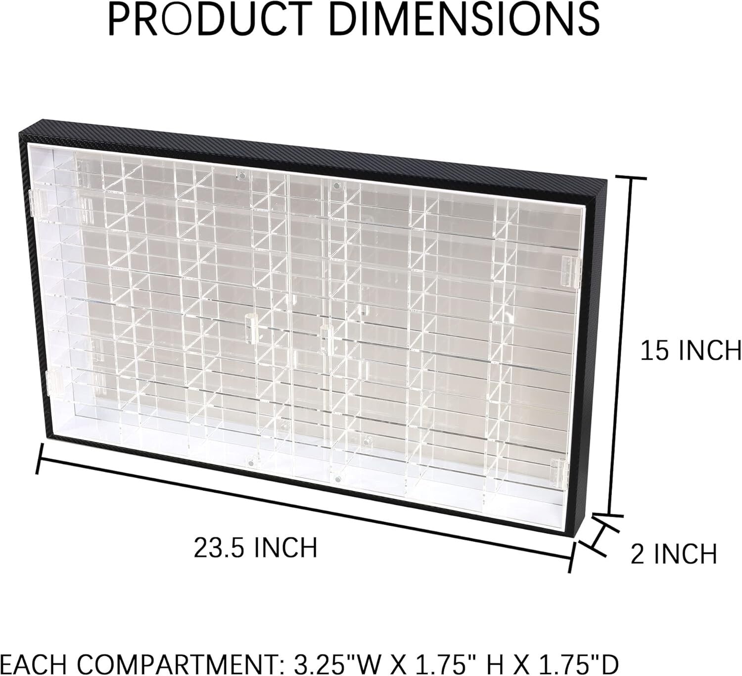 Premium Acrylic 1/64 Scale Car Display Case with 56 Compartments - No Assembly