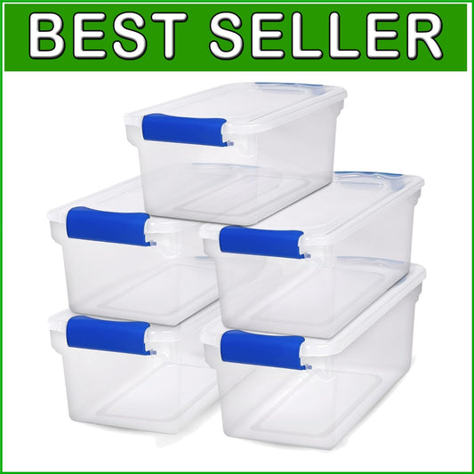 Eco-Friendly 5-Pack Storage Bins - 7.5 Qt Clear Containers with Latching Lids