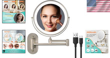 Load image into Gallery viewer, 8-Inch Lighted Bathroom Makeup Mirror - Double-Sided 1X &amp; 10X with Touch Dimming