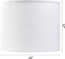 Load image into Gallery viewer, Modern 2-Pack White Linen Drum Lampshades – Perfect Replacement for Any Room