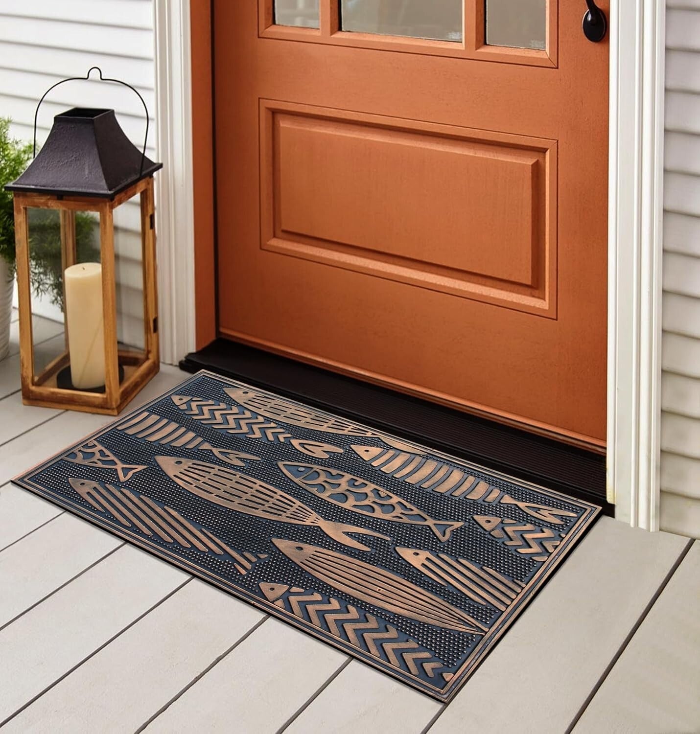 Elegant Nautical Fish Doormat - Low Maintenance Indoor/Outdoor 18"x30" Mat
