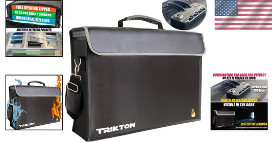 XXL Fireproof Waterproof Document Bag with TSA Lock - High-Visibility Security