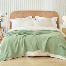 Load image into Gallery viewer, Generous Size Cotton Throw Blanket - Stylish Sage Green for Modern Living Spaces