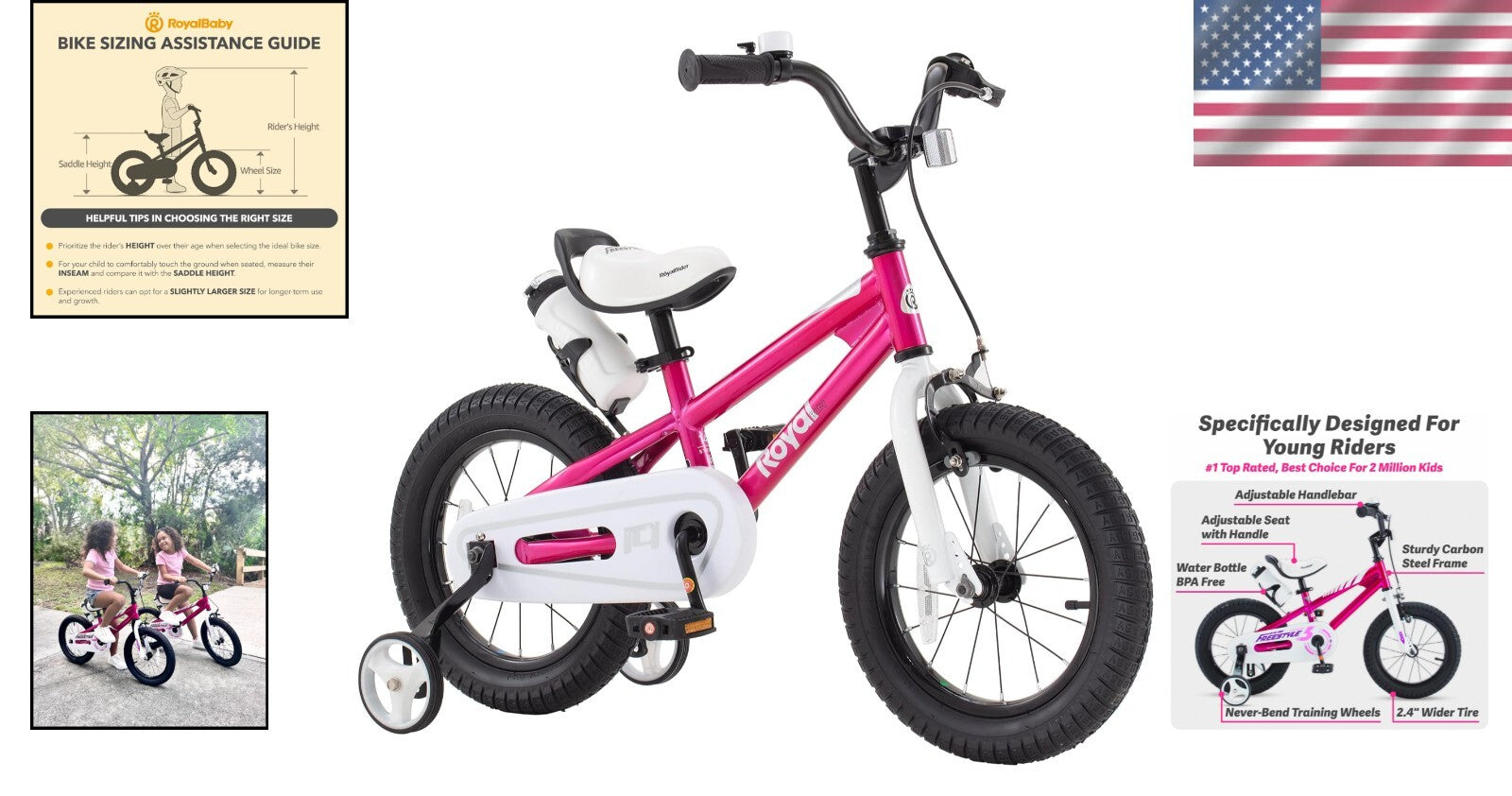 Adjustable Kids Bike 16-Inch with Training Wheels - Easy Learning for Ages 4-7