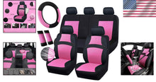 Load image into Gallery viewer, Cute Universal 13PCS Breathable Seat Covers for SUVs &amp; Trucks – Hot Pink Accents