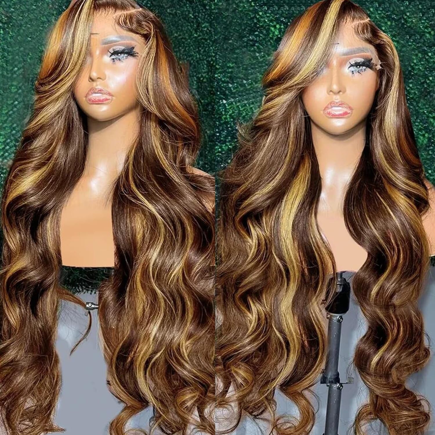 Vibrant Honey Blonde Ombre 30-inch Lace Wig - Pre-Plucked, Human Hair, Glueless
