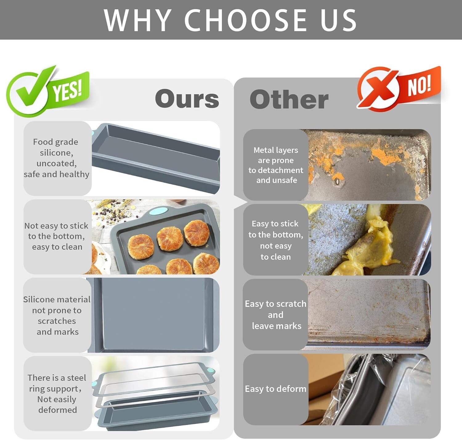 Durable 8-In-1 Silicone Baking Set with Reinforced Cake Pans and Measuring Cups