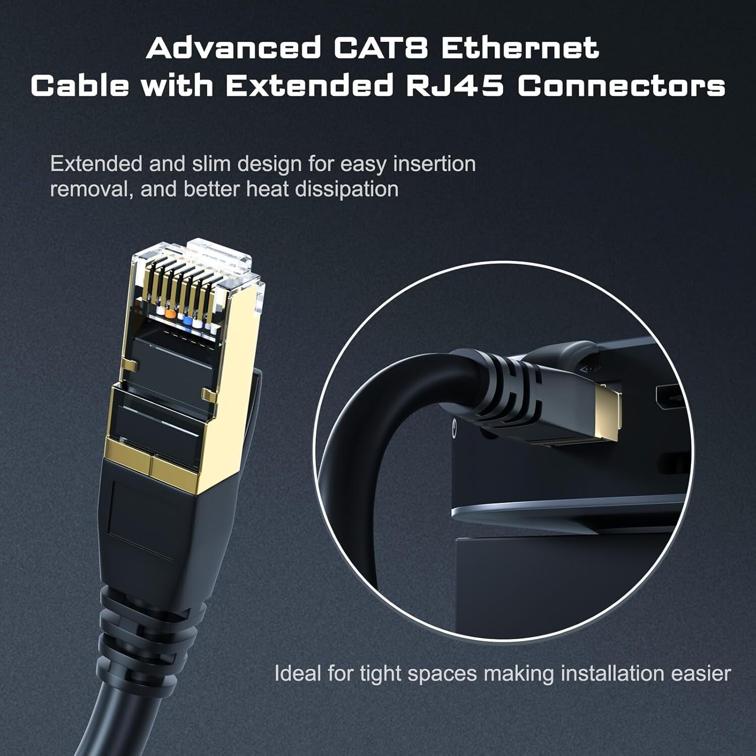 100 ft Cat7/Cat8 Ethernet Cable - 40Gbps High Speed for Gaming and Streaming