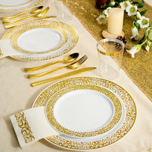 Load image into Gallery viewer, Complete Gold Lace 175 Ct Dinnerware Set - Perfect for Weddings &amp; Celebrations