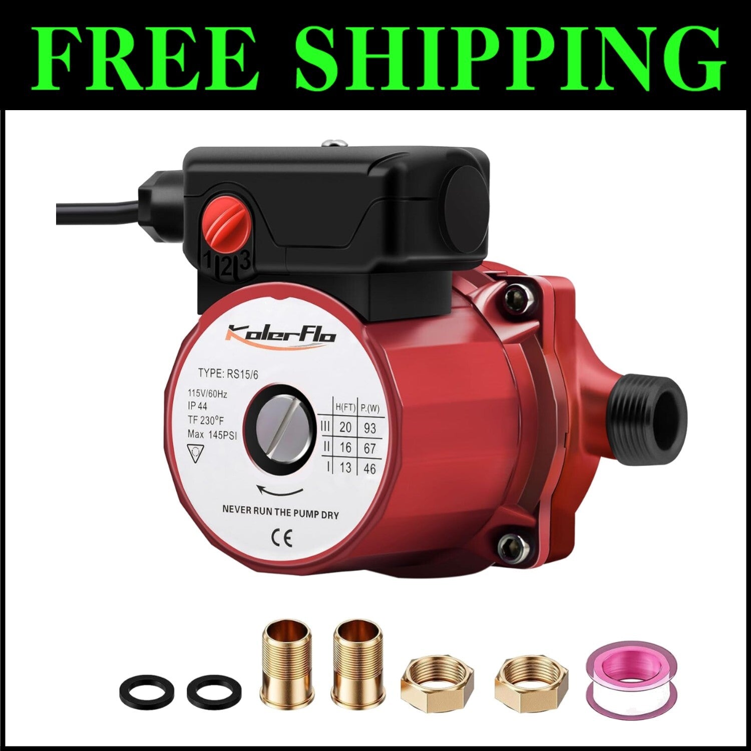 High Efficiency 3/4 Inch Circulation Water Pump - Prevents Pipe Freezing RS15-6