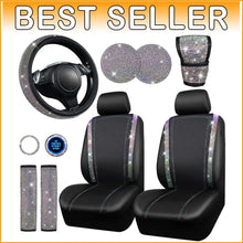 Load image into Gallery viewer, Universal Fit 12-Pc Bling Seat Covers &amp; Steering Wheel Set - Gift-Worthy Designs