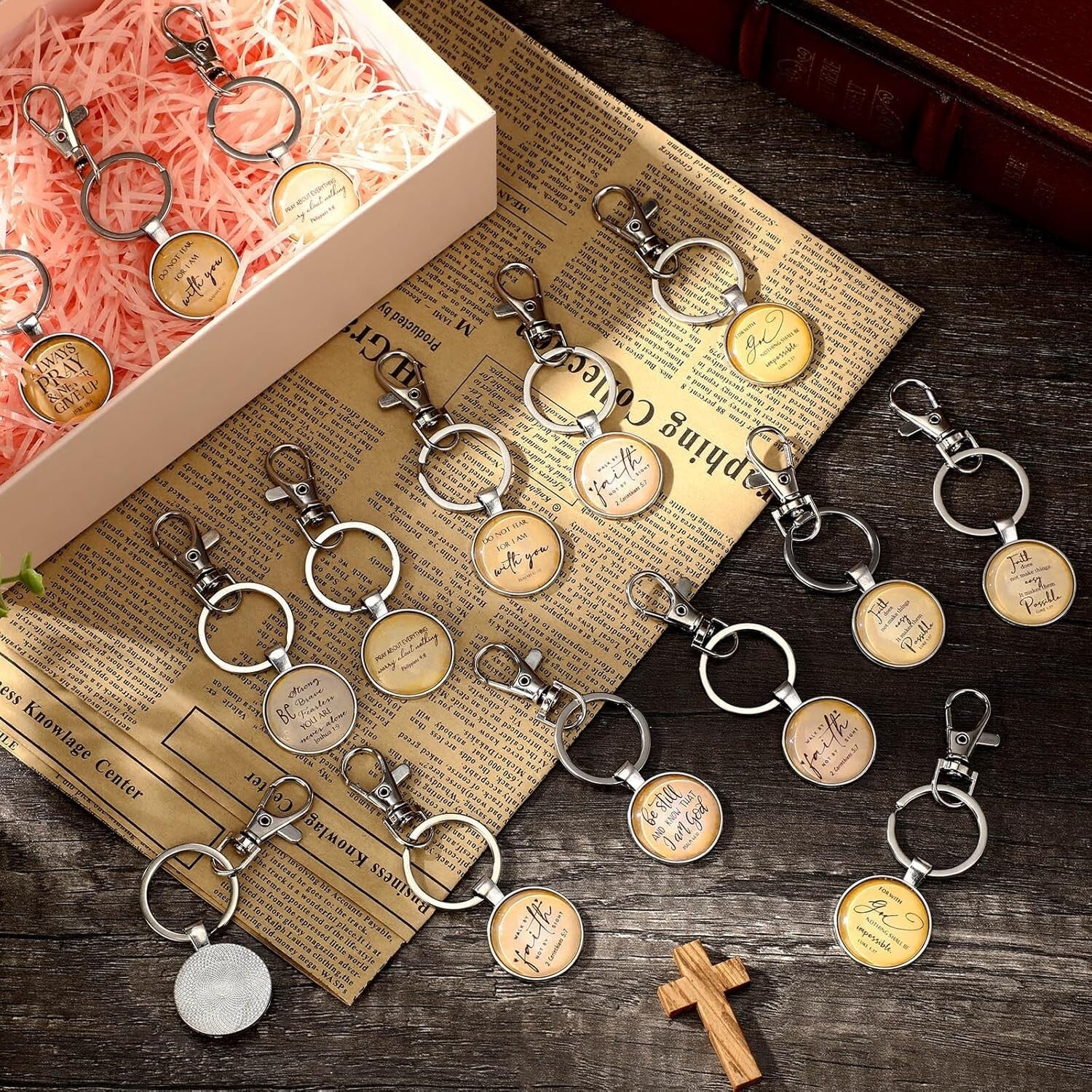 54-Piece Christian Keychain Set with Bible Verses - Inspirational Gifts for All