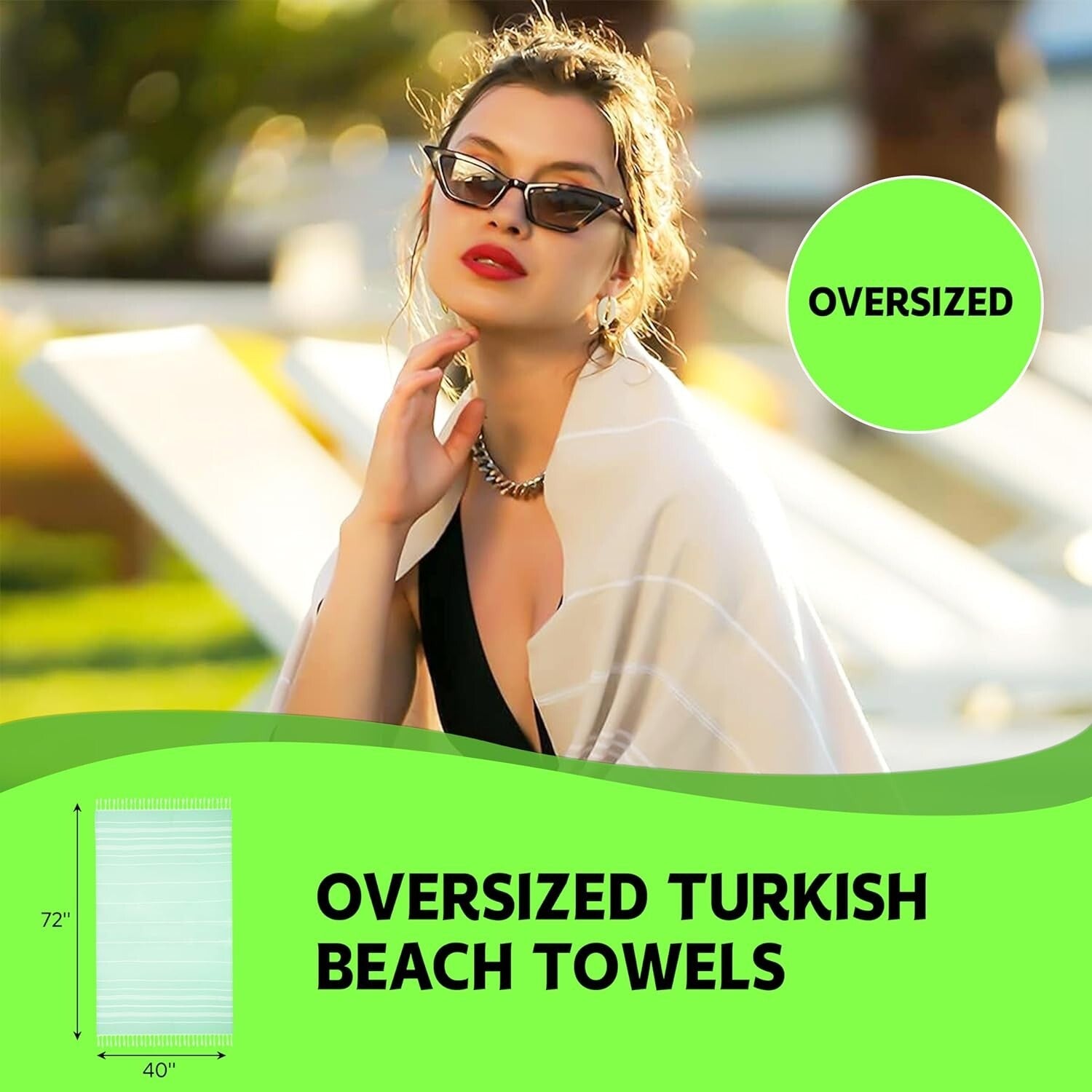 Extra Large 6 Pack Turkish Beach Towels 72x40" - Premium Sand-Resistant Design